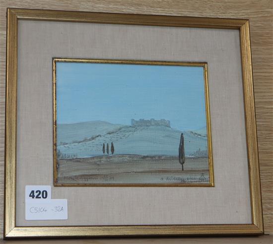 Andre Dzierzynski, oil on board, Monteriggioni, Italy, signed and dated 1979, 16 x 20cm